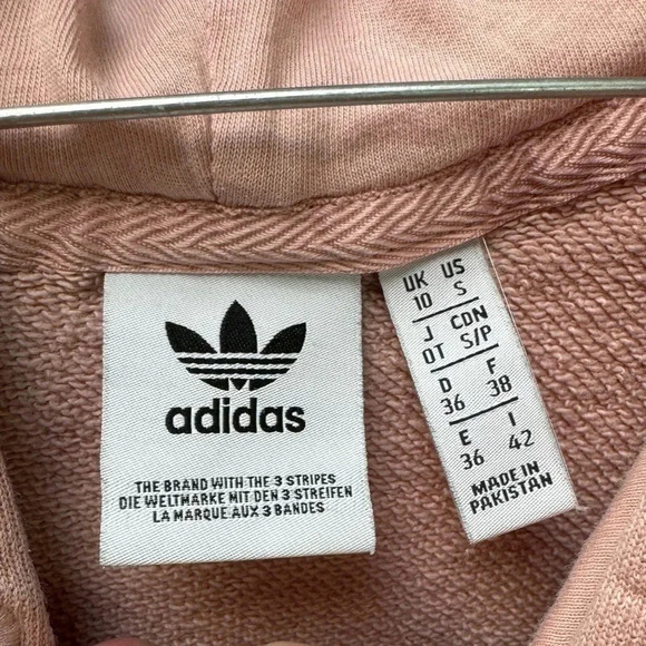 adidas hoodie women size small pink front logo sweatshirt knit pullover classic - Picture 3 of 5